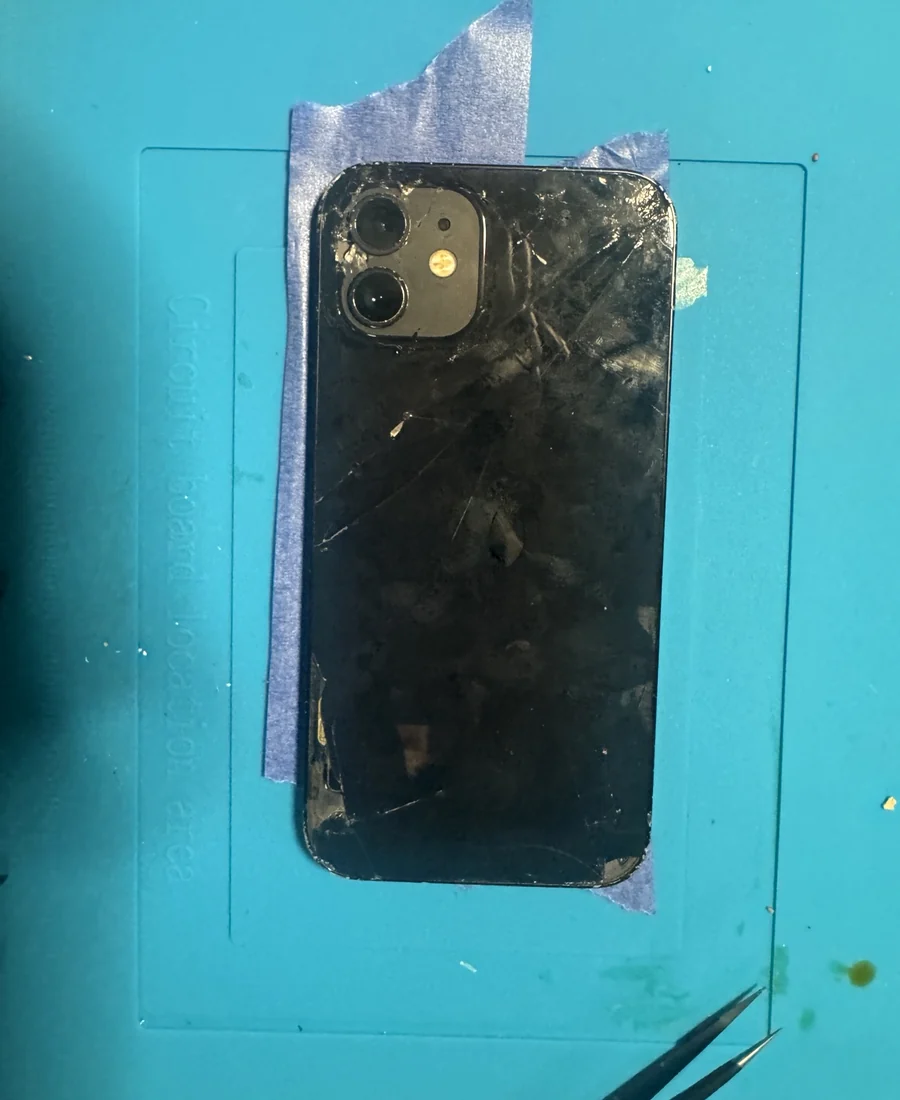 iPhone 12 cracked back glass before repair